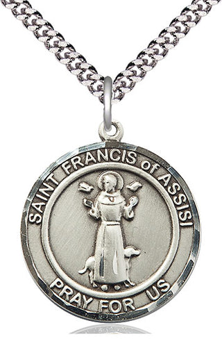 Sterling Silver Saint Francis of Assisi Medal Catholic Jewelry Engraved Catholic Saint Jewelry