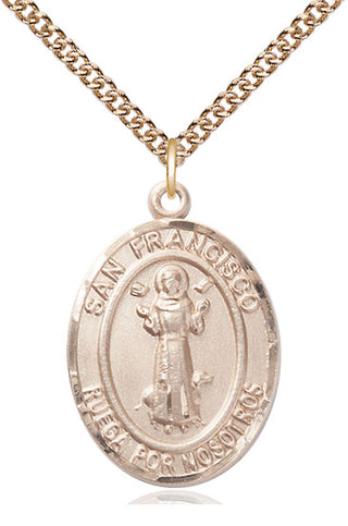 14kt Gold Filled San Francis Medal Catholic Jewelry Engraved Catholic Saint Jewelry