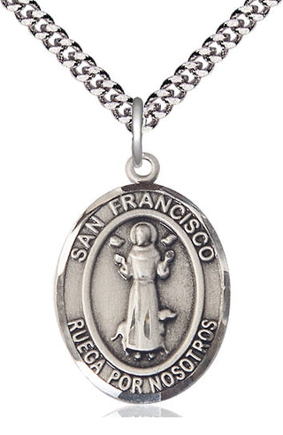 Pewter San Francis Medal Catholic Jewelry Engraved Catholic Saint Jewelry