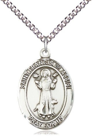 Sterling Silver Saint Francis of Assisi Medal Catholic Jewelry Engraved Catholic Saint Jewelry