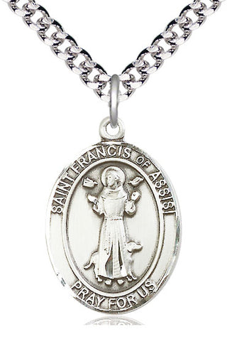 Sterling Silver Saint Francis of Assisi Medal Catholic Jewelry Engraved Catholic Saint Jewelry