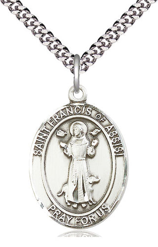 Sterling Silver Saint Francis of Assisi Medal Catholic Jewelry Engraved Catholic Saint Jewelry