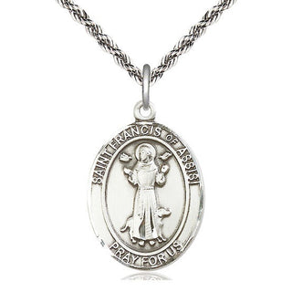 Sterling Silver Saint Francis of Assisi Medal Catholic Jewelry Engraved Catholic Saint Jewelry
