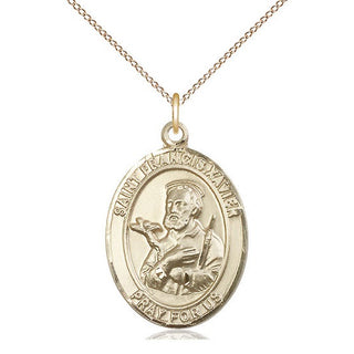 14kt Gold Saint Francis Xavier Medal Engraved Catholic Saint Jewelry