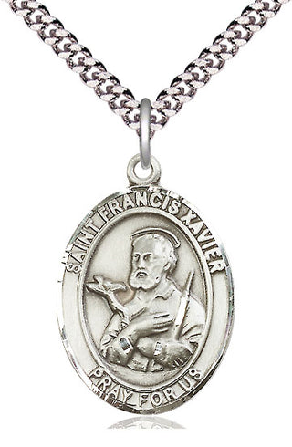 Pewter Saint Francis Xavier Medal Catholic Jewelry Engraved Catholic Saint Jewelry