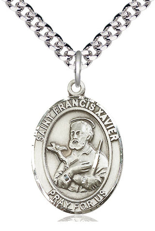 Pewter Saint Francis Xavier Medal Catholic Jewelry Engraved Catholic Saint Jewelry