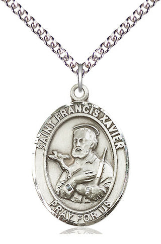 Sterling Silver Saint Francis Xavier Medal Catholic Jewelry Engraved Catholic Saint Jewelry