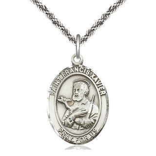 Sterling Silver Saint Francis Xavier Medal Catholic Jewelry Engraved Catholic Saint Jewelry