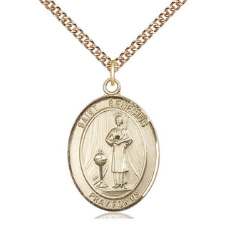 14kt Gold Filled Saint Genesius of Rome Medal Catholic Jewelry Engraved Catholic Saint Jewelry