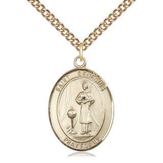 14kt Gold Filled Saint Genesius of Rome Medal Catholic Jewelry Engraved Catholic Saint Jewelry