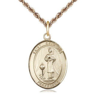 14kt Gold Filled Saint Genesius of Rome Medal Catholic Jewelry Engraved Catholic Saint Jewelry