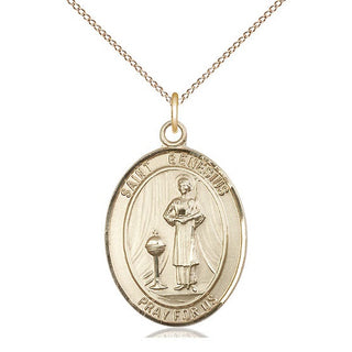 14kt Gold Saint Genesius of Rome Medal Engraved Catholic Saint Jewelry