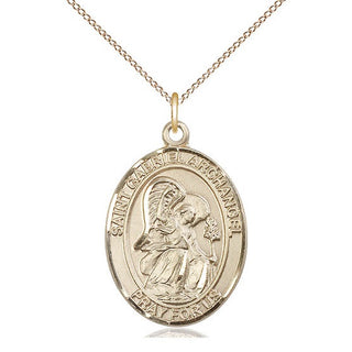 14kt Gold Filled Saint Gabriel the Archangel Medal Catholic Jewelry Engraved Catholic Saint Jewelry