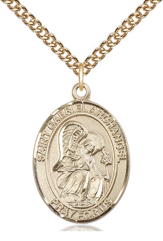 14kt Gold Saint Gabriel the Archangel Medal Engraved Catholic Saint Jewelry