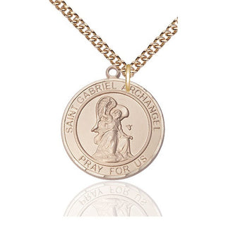 14kt Gold Saint Gabriel the Archangel Medal Engraved Catholic Saint Jewelry