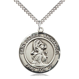 Pewter Saint Gabriel the Archangel Medal Catholic Jewelry Engraved Catholic Saint Jewelry