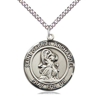 Sterling Silver Saint Gabriel the Archangel Medal Catholic Jewelry Engraved Catholic Saint Jewelry