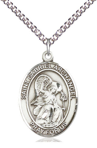 Sterling Silver Saint Gabriel the Archangel Medal Catholic Jewelry Engraved Catholic Saint Jewelry