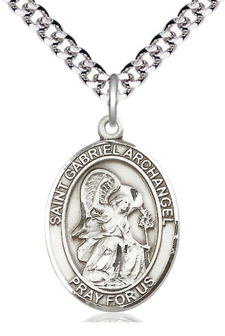 Sterling Silver Saint Gabriel the Archangel Medal Catholic Jewelry Engraved Catholic Saint Jewelry