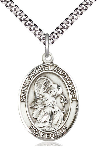 Sterling Silver Saint Gabriel the Archangel Medal Catholic Jewelry Engraved Catholic Saint Jewelry