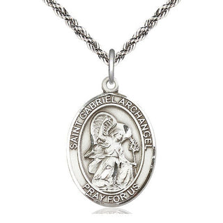 Sterling Silver Saint Gabriel the Archangel Medal Catholic Jewelry Engraved Catholic Saint Jewelry