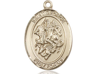 14kt Gold Filled Saint George Medal Engraved Catholic Saint Jewelry