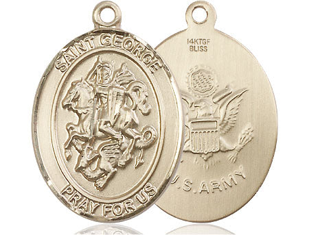 14kt Gold Filled Saint George Army Medal Large Catholic Jewelry ...