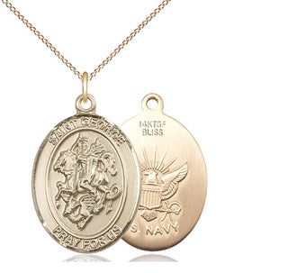 14kt Gold Filled Saint George Navy Medal Catholic Jewelry