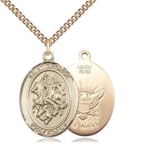 14kt Gold Filled Saint George Navy Medal Catholic Jewelry