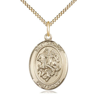 14kt Gold Filled Saint George Medal Catholic Jewelry Engraved Catholic Saint Jewelry