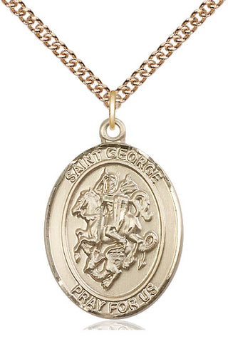 14kt Gold Filled Saint George Medal Catholic Jewelry Engraved Catholic Saint Jewelry