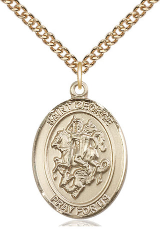 14kt Gold Filled Saint George Medal Catholic Jewelry Engraved Catholic Saint Jewelry