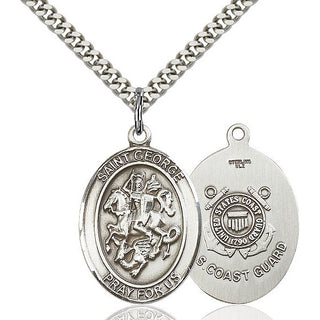 Pewter Saint George Coast Guard Medal Catholic Jewelry