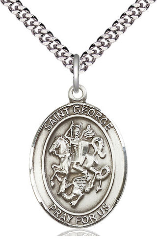 Pewter Saint George Medal Catholic Jewelry Engraved Catholic Saint Jewelry