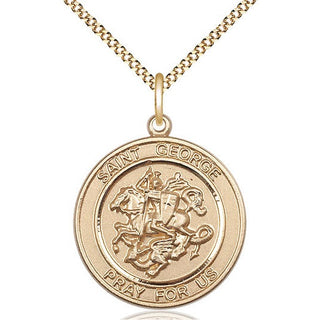 14kt Gold Filled Saint George Medal Catholic Jewelry Engraved Catholic Saint Jewelry