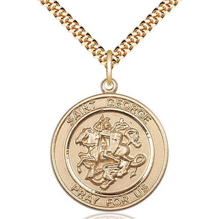 14kt Gold Filled Saint George Medal Catholic Jewelry Engraved Catholic Saint Jewelry