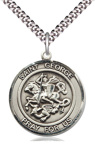 Pewter Saint George Medal Catholic Jewelry Engraved Catholic Saint Jewelry