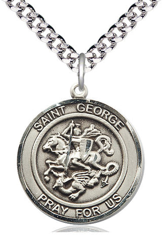 Pewter Saint George Medal Catholic Jewelry Engraved Catholic Saint Jewelry