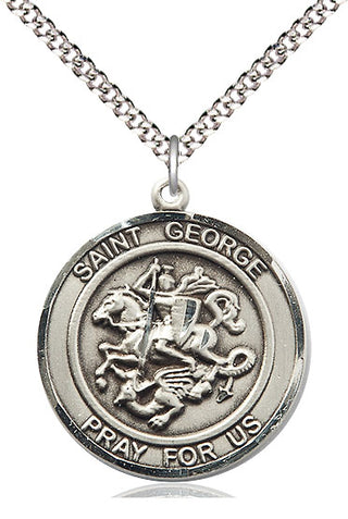 Pewter Saint George Medal Catholic Jewelry Engraved Catholic Saint Jewelry