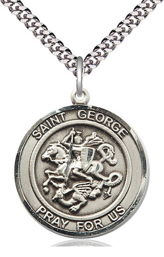Sterling Silver Saint George Medal Catholic Jewelry Engraved Catholic Saint Jewelry