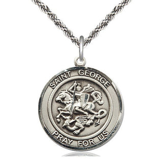 Sterling Silver Saint George Medal Catholic Jewelry Engraved Catholic Saint Jewelry