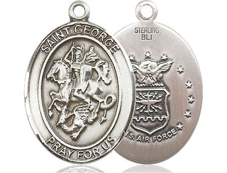 Sterling Silver Saint George Air Force Medal Catholic Jewelry
