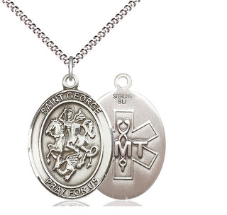Sterling Silver Saint George EMT Medal Catholic Jewelry
