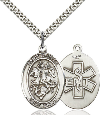 Sterling Silver Saint George EMT Medal Catholic Jewelry