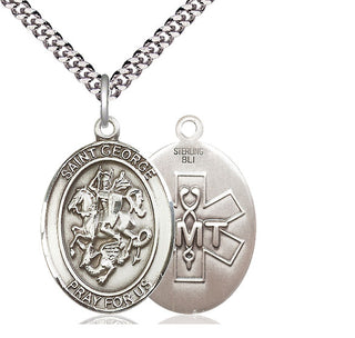Sterling Silver Saint George EMT Medal Catholic Jewelry