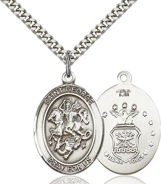 Sterling Silver Saint George Air Force Medal Catholic Jewelry