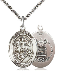 Sterling Silver Saint George Air Force Medal Catholic Jewelry