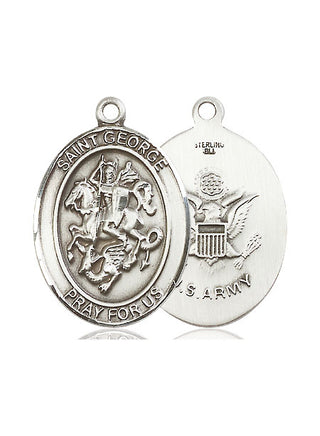 Sterling Silver Saint George Army Medal Catholic Jewelry
