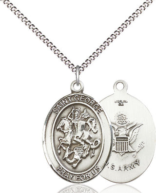 Sterling Silver Saint George Army Medal Catholic Jewelry