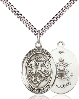 Sterling Silver Saint George Army Medal Catholic Jewelry